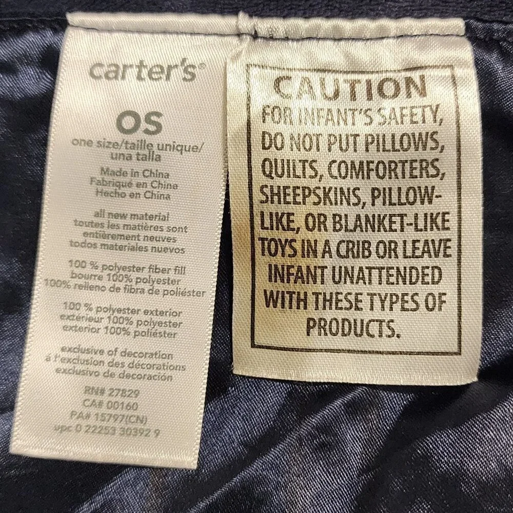 Carter's first bear plush lovey security blanket rattle  navy blue